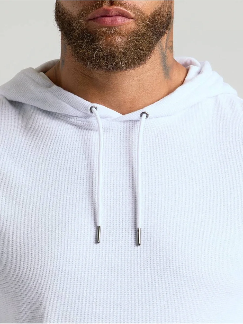 True Classic Men’s White Waffle Knit Hoodie Modal Cotton Pullover NWT